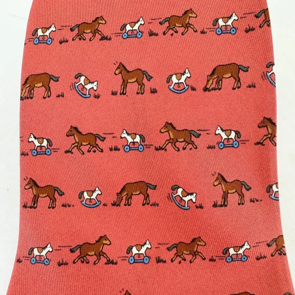 VTG Hermes Rocking Horse Print Silk Tie 7894 MA